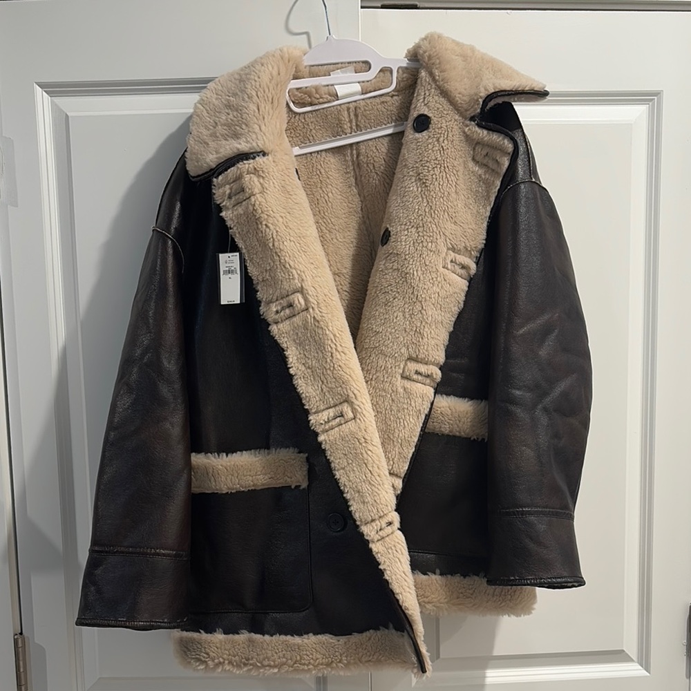 Brown and Cream Shearling Jacket